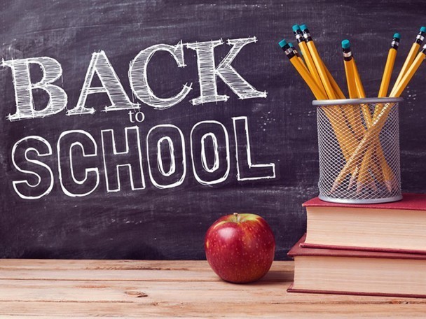 Back to School image with apple and pencils